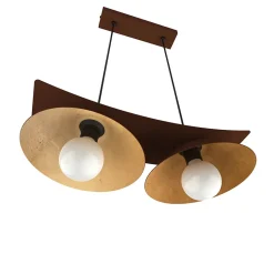 LUMICOM - MILLER Suspension, 2X E27, max 42W, métal, marron corten/feuille d'or, L.27cm