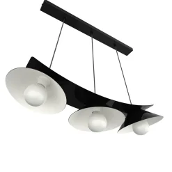 LUMICOM - MILLER Suspension, 3X E27, max 42W, métal, noir brillant/blanc, L.70cm