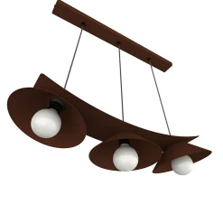 LUMICOM - MILLER Suspension, 3X E27, max 42W, métal, marron corten, L.70cm