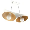 LUMICOM - MILLER Suspension, 2X E27, max 42W, métal, blanc mat/feuille d'or, L.27cm