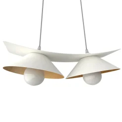 LUMICOM - MILLER Suspension, 2X E27, max 42W, métal, blanc mat/feuille d'or, L.27cm