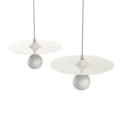 LUMICOM - NINA BINARIO Suspension, 2XE27, max 42W, métal, blanc brillant, D.30cm