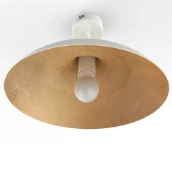 LUMICOM - PARIGINA Plafonnier, 1X E27, max 42W, métal, blanc/feuille d'or, D.40cm