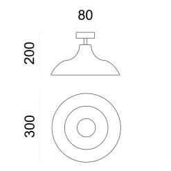 LUMICOM - PARIGINA Plafonnier, 1X E27, max 42W, métal, noir mat/feuille argent, D.30cm