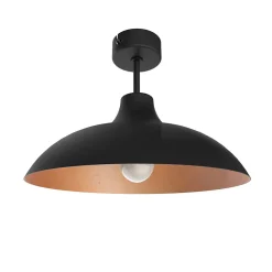 LUMICOM - PARIGINA Plafonnier, 1X E27, max 42W, métal, noir mat/feuille cuivre, D.40cm