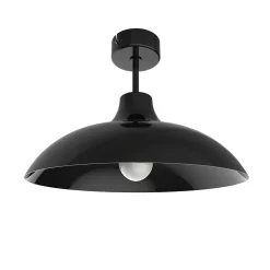 LUMICOM - PARIGINA Plafonnier, 1X E27, max 42W, métal, noir brillant, D.30cm