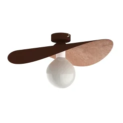 LUMICOM - PIUMA Plafonnier, 1X E27, max 42W, métal, marron corten/feuille cuivre, D.40cm