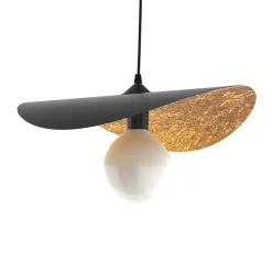LUMICOM - PIUMA Suspension, 1X E27, max 42W, métal, noir mat/feuille d'or, D.40cm