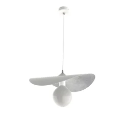 LUMICOM - PIUMA Suspension, 1X E27, max 42W, métal, blanc mat/feuille argent, D.40cm
