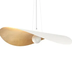 LUMICOM - PIUMA Suspension, 1X E27, max 42W, métal, blanc feuille d'or, D.90cm