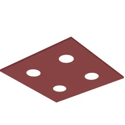 LUMICOM - RIVER SQUARE Plafonnier, 4x GX53, max 8W, métal, cowhide red, 40x40cm