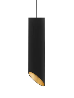 LUMICOM - ROND COUPE Suspension, 1x GU10, max 33W, métal, noir mat/feuille argent, D.6cm x H30cm