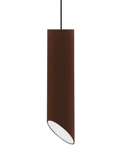 LUMICOM - ROND COUPE Suspension, 1x GU10, max 33W, métal, marron corten/feuille d'or, D.6cm x H30cm