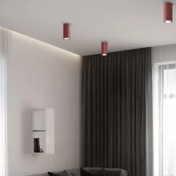 LUMICOM - ROND Plafonnier, 1x GU10, max 33W, métal, rose, D.6cm x H10cm