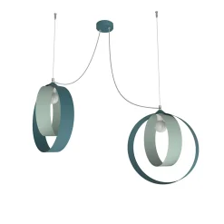 LUMICOM - SHELL Suspension, 2X E27, max 42W, métal, bleu méditerranéen vert iceberg, D.40