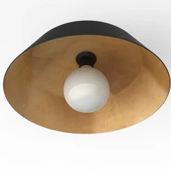 LUMICOM - TOKYO Plafonnier, 1xE27, max 42W, métal, noir mat/feuille cuivre, D.35cm