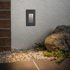 Luminaire mural extérieur encastré à LED High IP44 carré 103x62mm 3000K 4W 30lm 230V Noir Aluminium