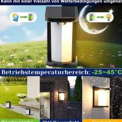 Luminaire Mural Solaire Extérieur Lumière Solaire De Jardin 3000k Blanc Chaud Lampe