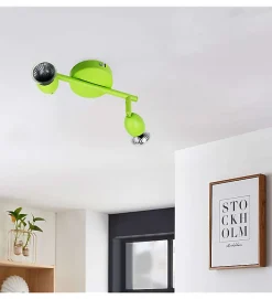 Luminaire Plafonnier Reglette vert 2 Spots orientables GU10 42 W halogene LED