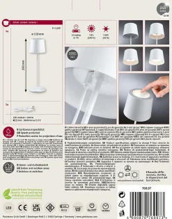 Luminaire rechargeable Gilo IP44 gradable 2700K Blanc dépoli