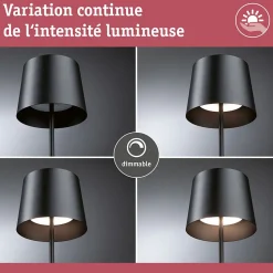 Luminaire rechargeable Gilo IP44 gradable 2700K Noir mat