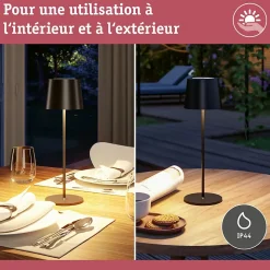 Luminaire rechargeable Gilo IP44 gradable 2700K Noir mat