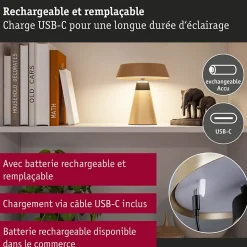 Luminaire rechargeable Lirox IP44 White Switch Champagne Noir