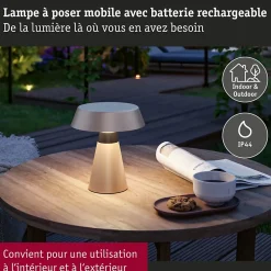 Luminaire rechargeable Lirox IP44 White Switch Champagne Noir