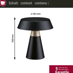 Luminaire rechargeable Lirox IP44 White Switch Noir Champagne