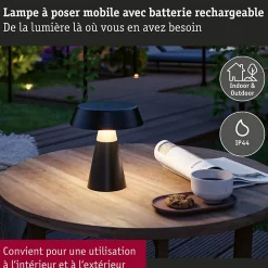 Luminaire rechargeable Lirox IP44 White Switch Noir Champagne
