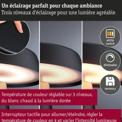 Luminaire rechargeable Lirox IP44 White Switch Noir Champagne