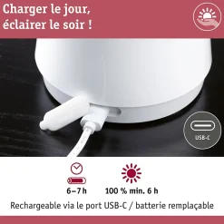 Luminaire rechargeable 3-Step-Dim Onzo IP44 gradable 2700K Blanc