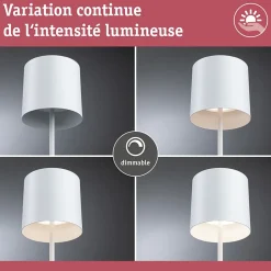 Luminaire rechargeable Tuni IP44 gradable 2700K Blanc dépoli