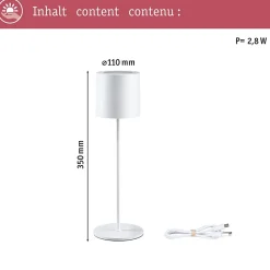 Luminaire rechargeable Tuni IP44 gradable 2700K Blanc dépoli