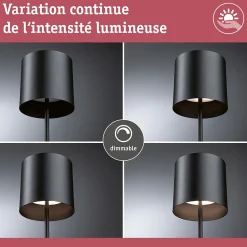 Luminaire rechargeable Tuni IP44 gradable 2700K Noir mat