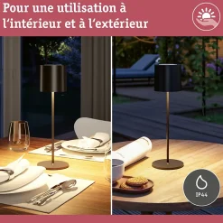 Luminaire rechargeable Tuni IP44 gradable 2700K Noir mat