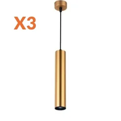 Luminaire Suspendu GU10 IP20 30cm Doré (Pack de 3) - SILAMP