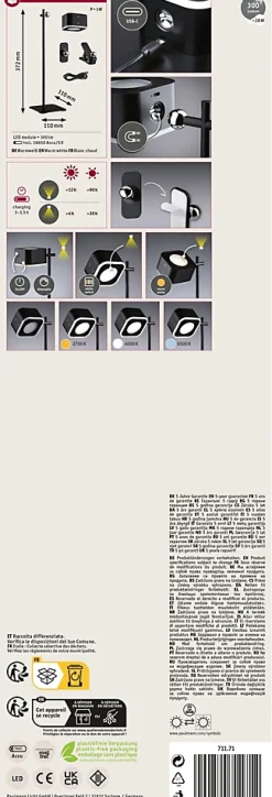 Luminaires à poser mobiles Varia White Switch 160lm / 40lm 1,6W / 0,4W Noir