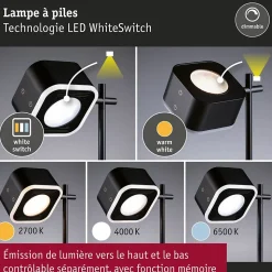 Luminaires à poser mobiles Varia White Switch 160lm / 40lm 1,6W / 0,4W Noir