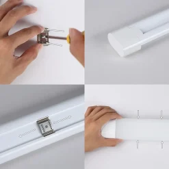 Luminaria linéaire LED 18W 60cm 6000K Blanc froid design compact écran blanc et ouverture de lumière à 180