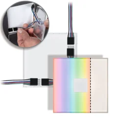 LumiTiles Carrelage LED Smart Home Zigbee 3.0 Square Kit de 2 IP44 100x100mm 2x12lm 230/12V 2x0,8W gradable RGBW+ Blanc Matière pl