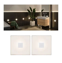 LumiTiles Carrelage LED Square Kit de 2 IP44 100x100mm 2x20lm 230/12V 2x0,8W 2700K Blanc Matière plastique Aluminium