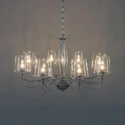 Lustre baroque design 8 bras verre transparent - Matane