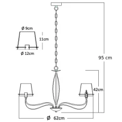 Lustre baroque design 8 bras verre transparent - Matane
