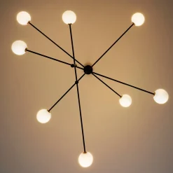 Lustre bras entremêlés noirs verre blanc - Rodia