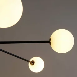 Lustre bras entremêlés noirs verre blanc - Rodia