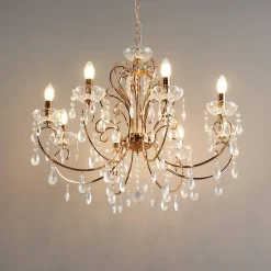 Lustre cristal or rose baroque 8 bras - Pavia