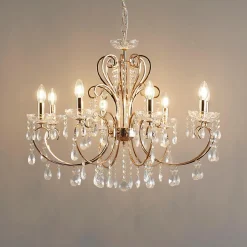 Lustre cristal or rose baroque 8 bras - Pavia