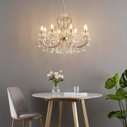 Lustre cristal or rose baroque 8 bras - Pavia