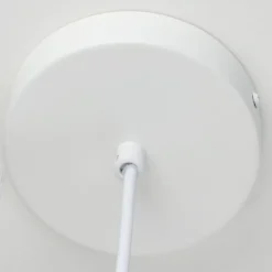 Lustre de Plafond Forme Bdminton : Métal Blanc et Bois de Style Nordique, pour Salle à Manger, Salon, Bureau, Restaurant